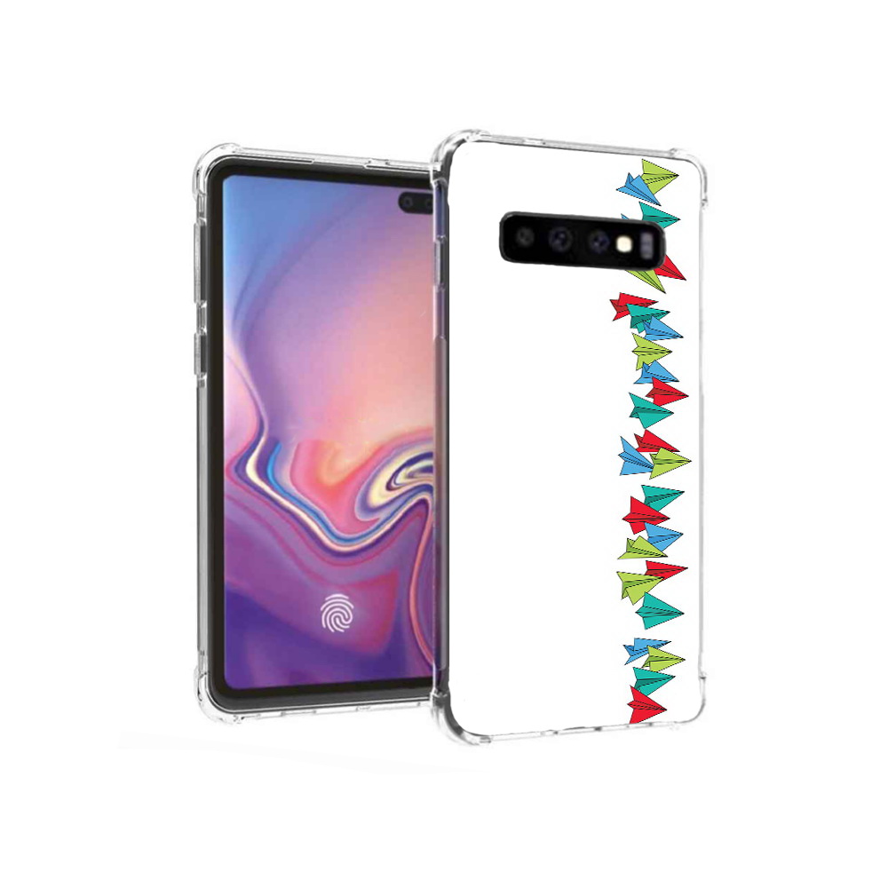 

Чехол MyPads Tocco для Samsung Galaxy S10+ самолетики из листочков (PT125670.500.593), Прозрачный, Tocco