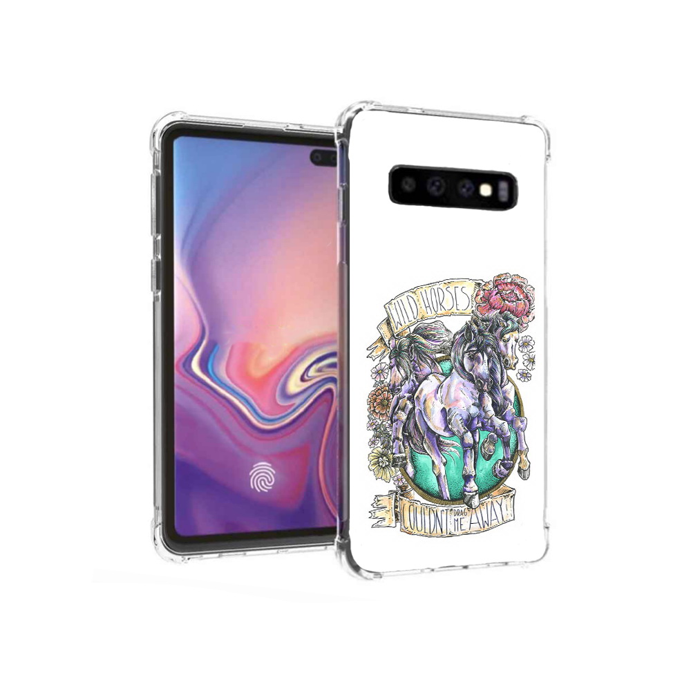 

Чехол MyPads Tocco для Samsung Galaxy S10+ рисунок коней в цветах (PT125670.500.582), Прозрачный, Tocco