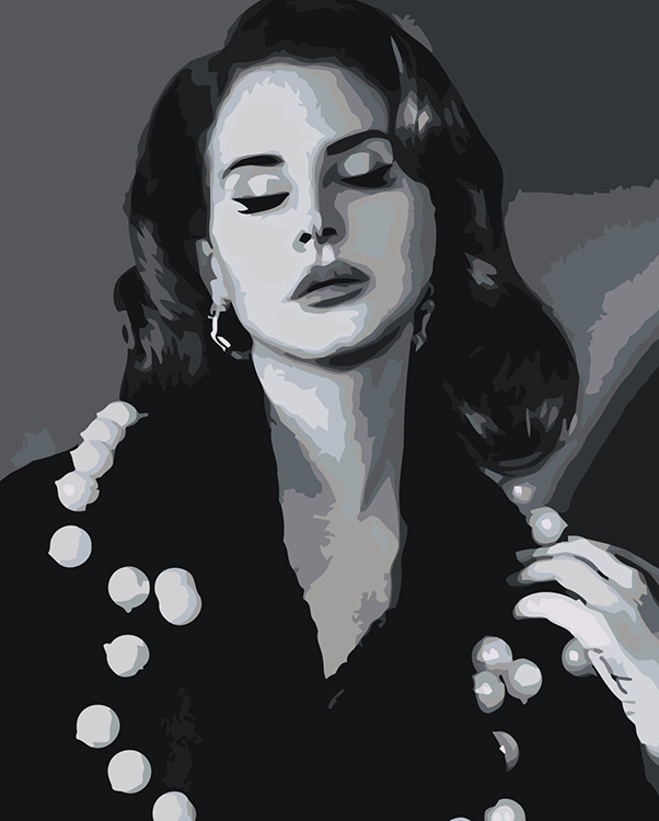 

Картина по номерам Цветное Lana Del Rey Лана Дель Рей: портрет чб