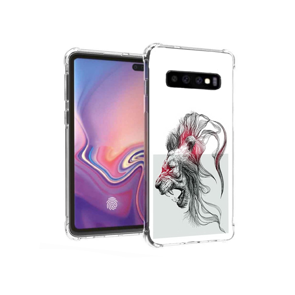 

Чехол MyPads Tocco для Samsung Galaxy S10+ разъяренный лев (PT125670.500.576), Прозрачный, Tocco