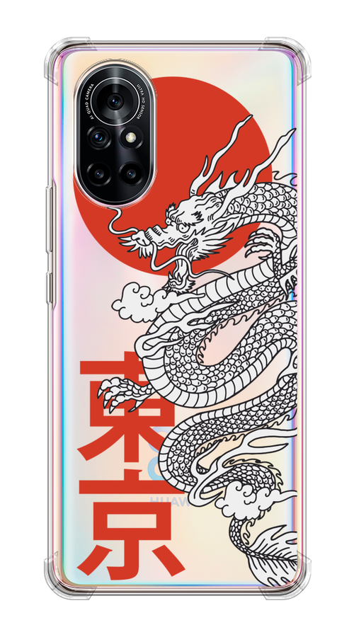 

Чехол на Honor V40 Lite "Китайский дракон", Черный;красный;белый, 6105150-1