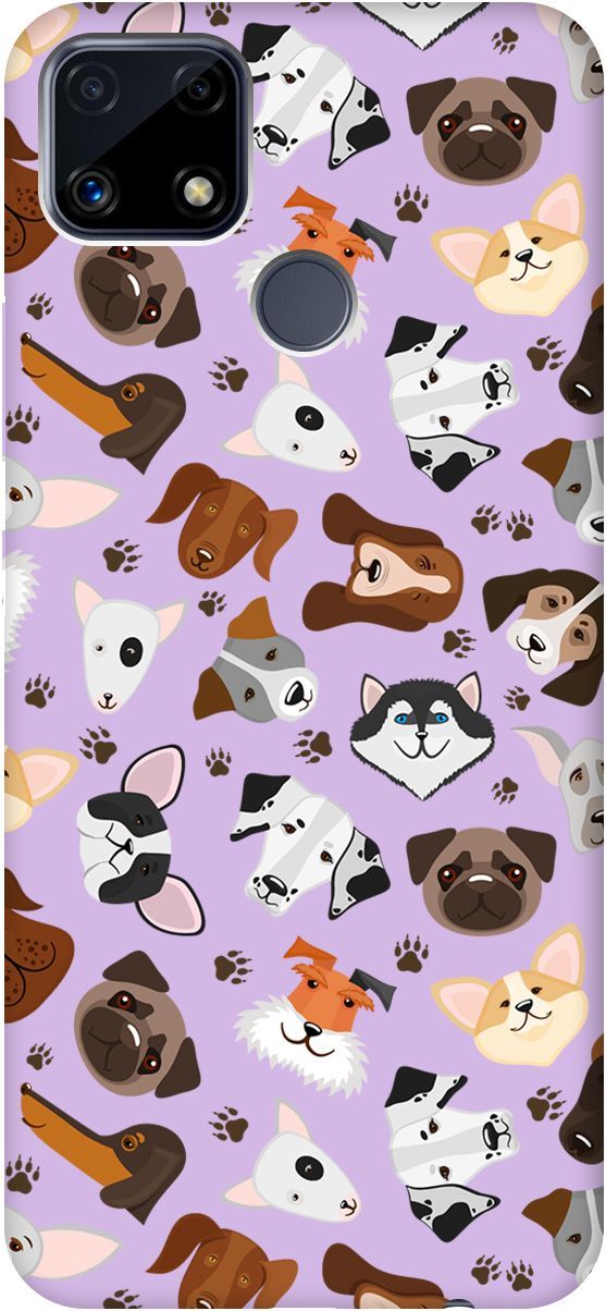 

Чехол на Realme C25 "Dogs Pattern" сиреневый, Фиолетовый;коричневый, 5623