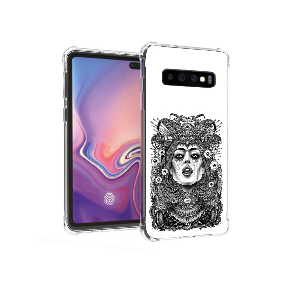

Чехол MyPads Tocco для Samsung Galaxy S10+ портрет девушки черно белый (PT125670.500.551), Прозрачный, Tocco