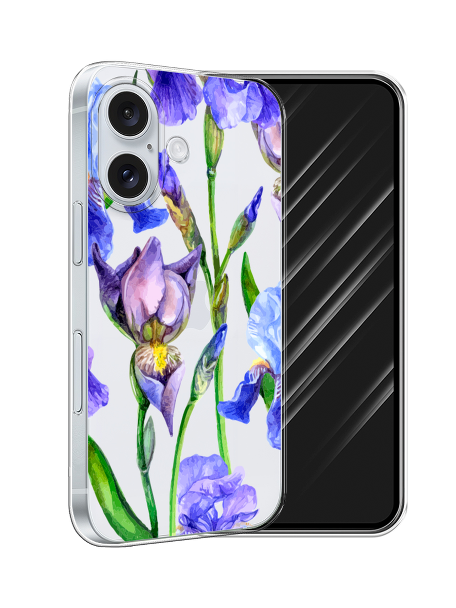 

Чехол Awog на Apple iPhone 16 "Синие ирисы", Фиолетовый;голубой;зеленый, 16050-1