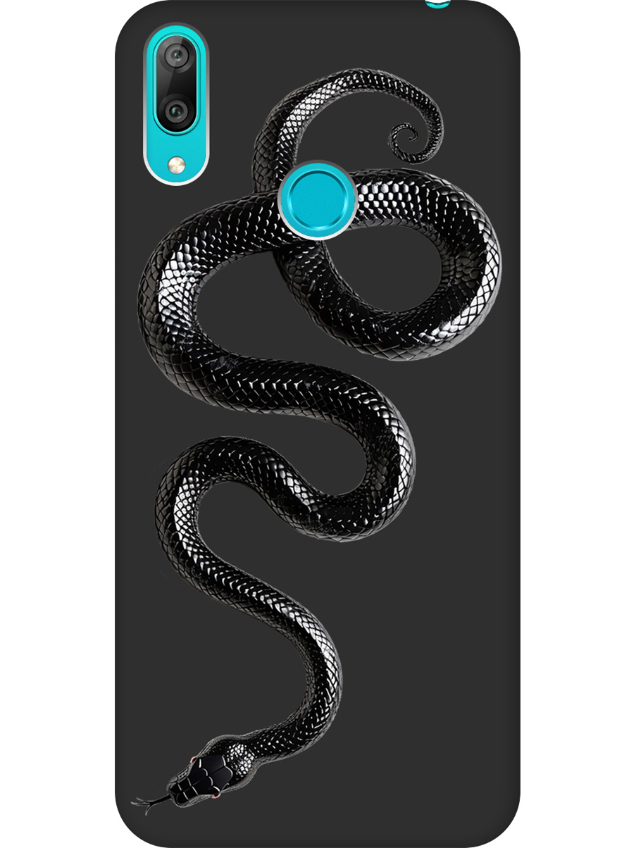 

Силиконовый чехол на Huawei Y7 (2019) с принтом "Черная мамба" матовый черный, 720668213