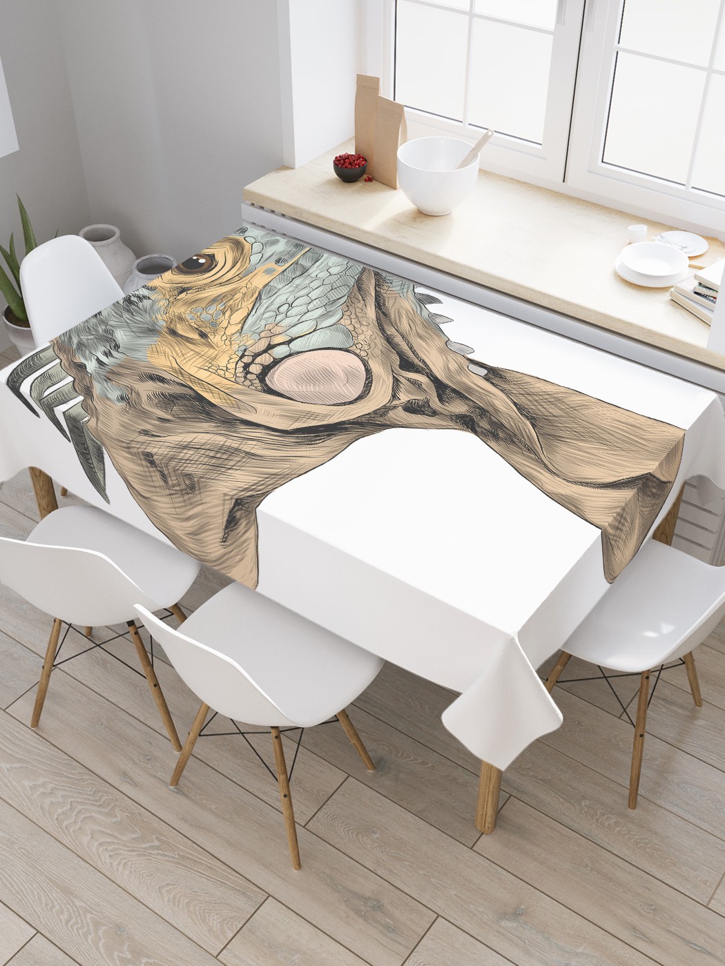 

Скатерть прямоугольная JoyArty "Игуана ящерица" из сатена, 120x145 см, Белый, Игуана ящерица