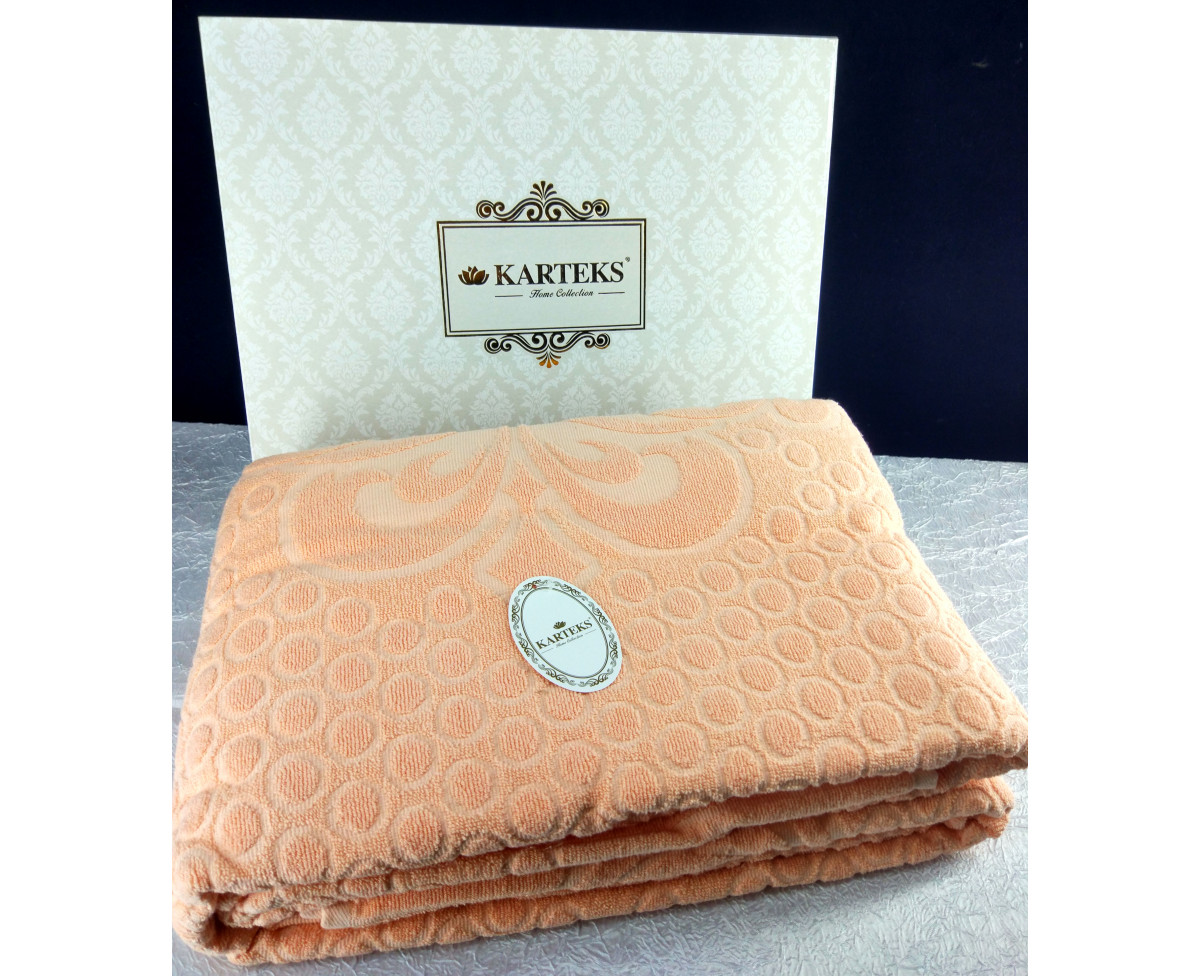 

Жаккардовое пике "KARTEKS" 200х220см, Medallion 02 персиковое Karteks