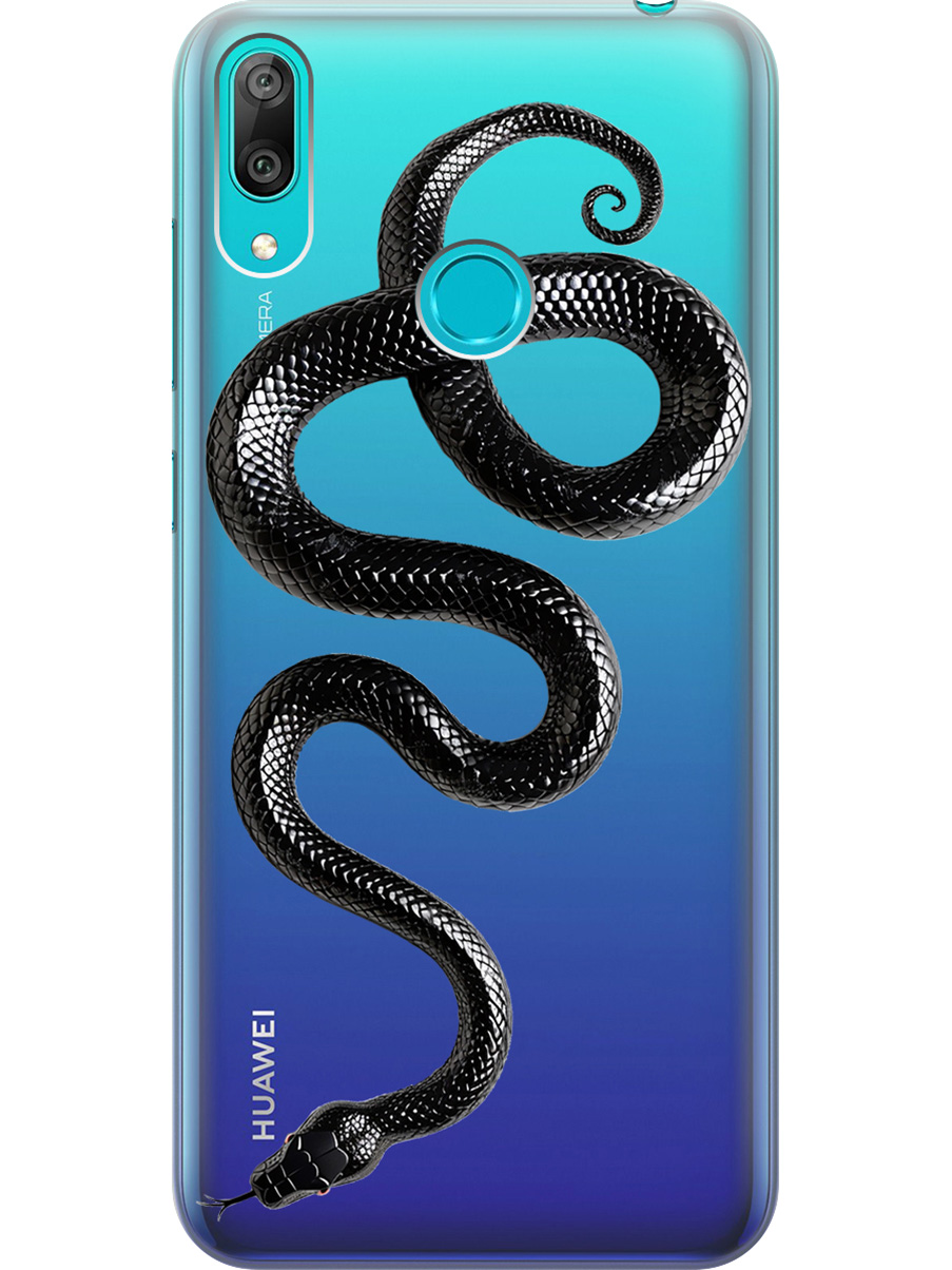 

Силиконовый чехол на Huawei Y7 (2019) с принтом "Черная мамба", Прозрачный;черный, 720668213