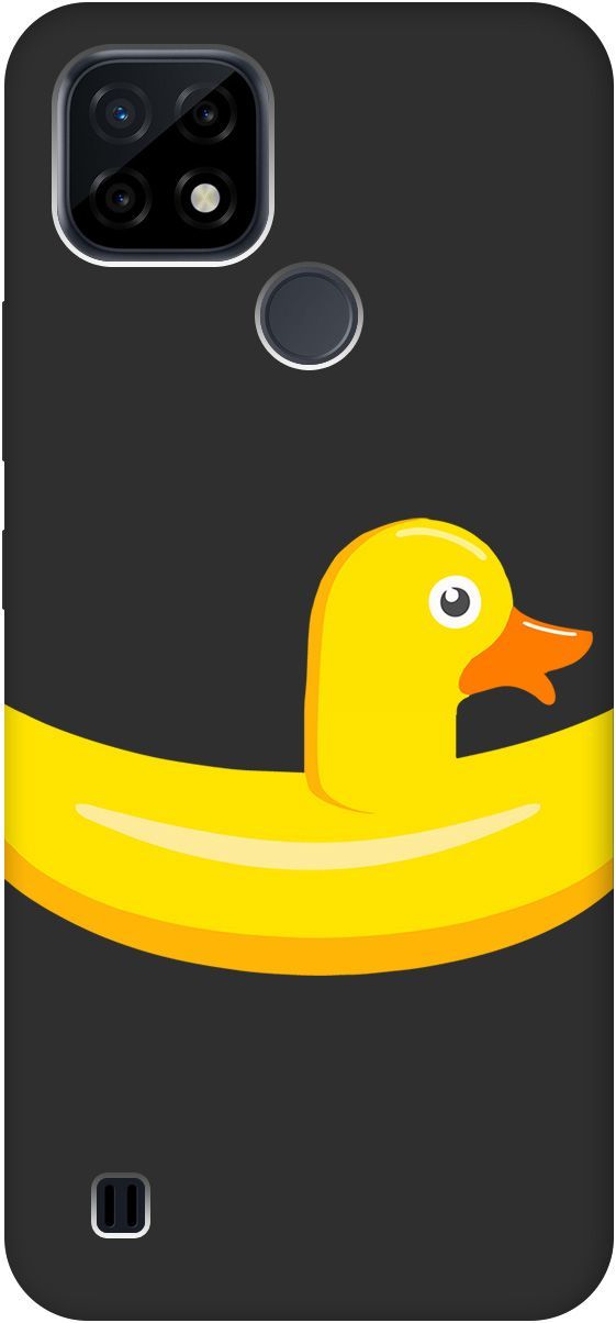 

Матовый чехол на realme C21 "Duck Swim Ring" черный, Черный;белый, 8585