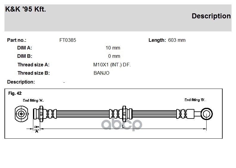 

Шланг Тормозной Kиk Ft0385 Nissan Almera Tino Rear Axle Right K&K арт. FT0385