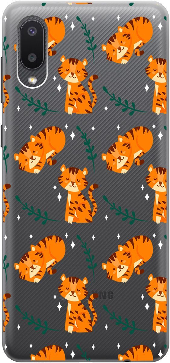 

Силиконовый чехол на Samsung Galaxy A02 "Tigers" прозрачный, Прозрачный;бежевый, 5342