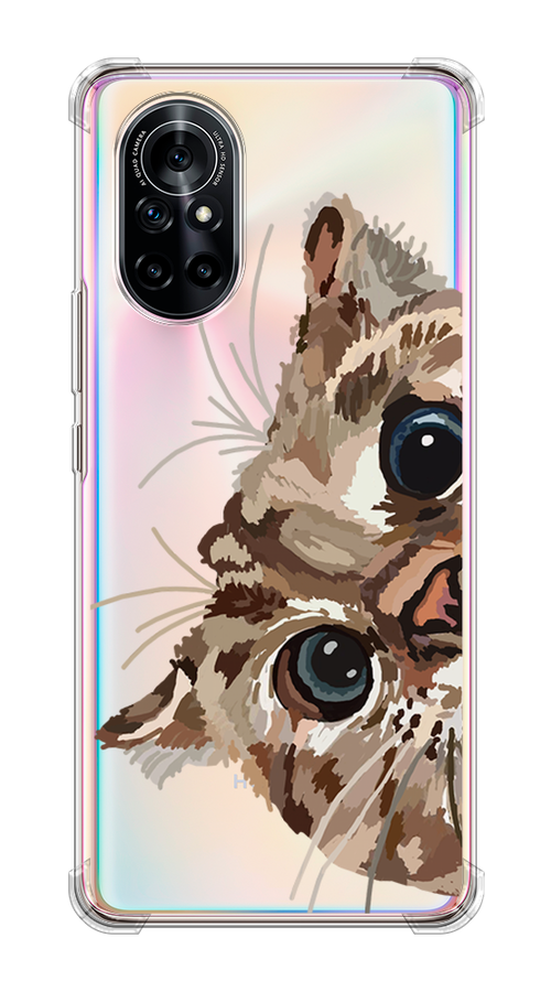 

Чехол на Honor V40 Lite "Любопытный кот", Коричневый;синий;черный, 6105150-1
