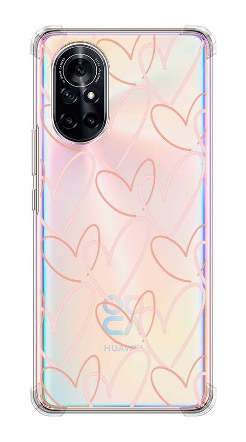 

Чехол на Honor V40 Lite "Узор из сердечек", Розовый;бежевый, 6105150-6