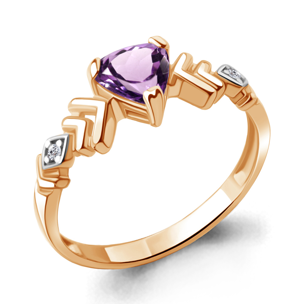 

Кольцо из серебра с аметистом\фианитом Aquamarine Aquamarine 6950804А_925_з р, 6950804А_925_з