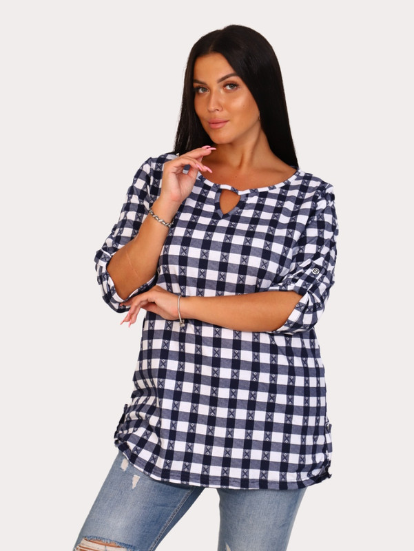 

Блуза женская New Life jersey 102-044 синяя 54 RU, 102-044