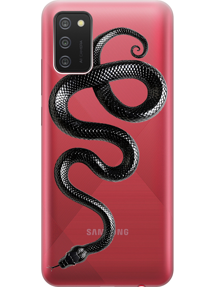

Силиконовый чехол на Samsung Galaxy A02s с принтом "Черная мамба", Прозрачный;черный, 723602913