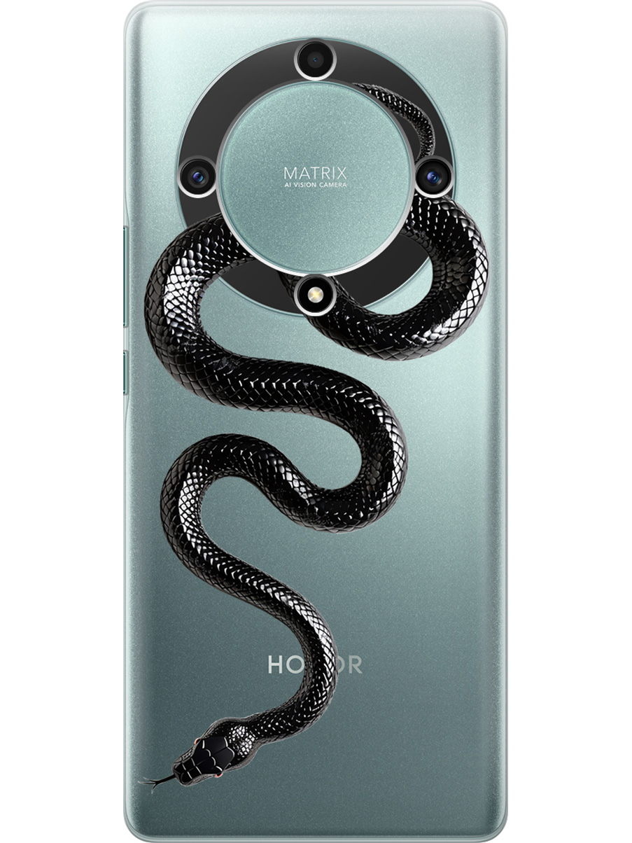 

Силиконовый чехол на Honor X9a / Magic5 Lite с принтом "Черная мамба", Прозрачный;черный, 769394713