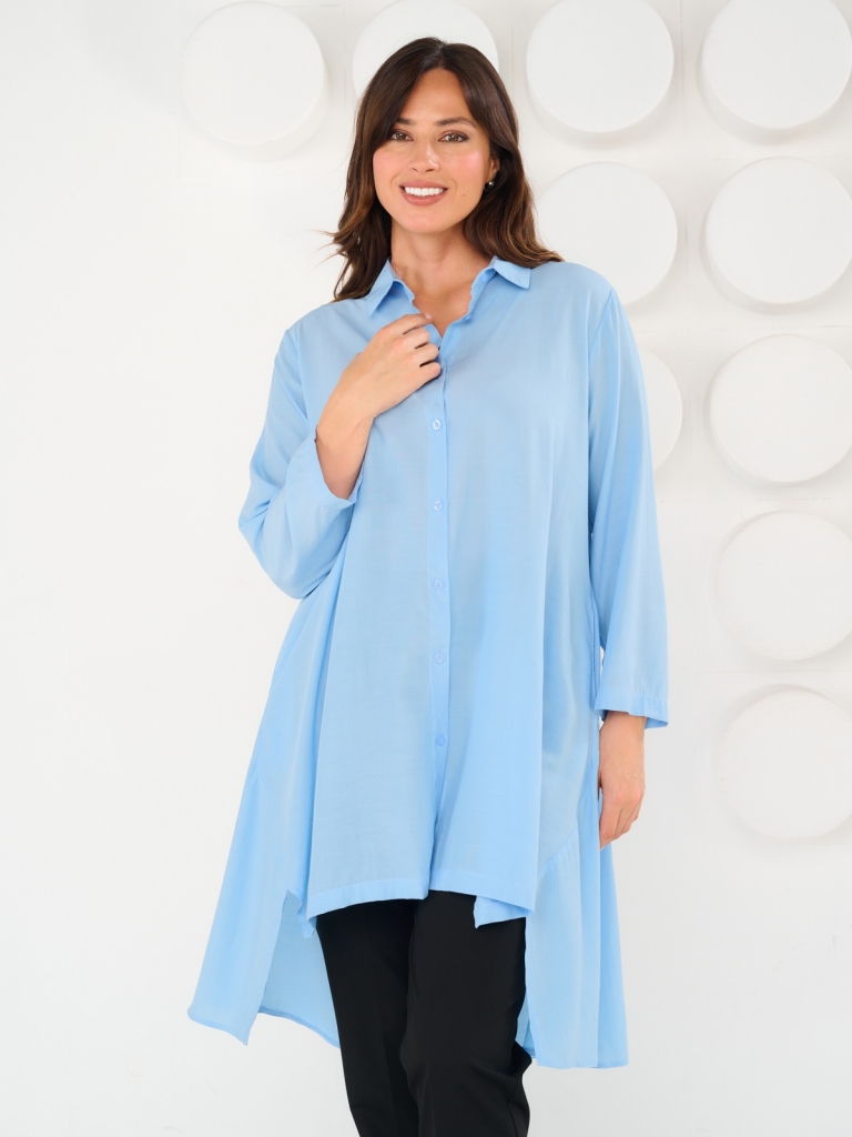 

Рубашка женская Maxroses 01-00048486 голубая 56, Голубой, 01-00048486