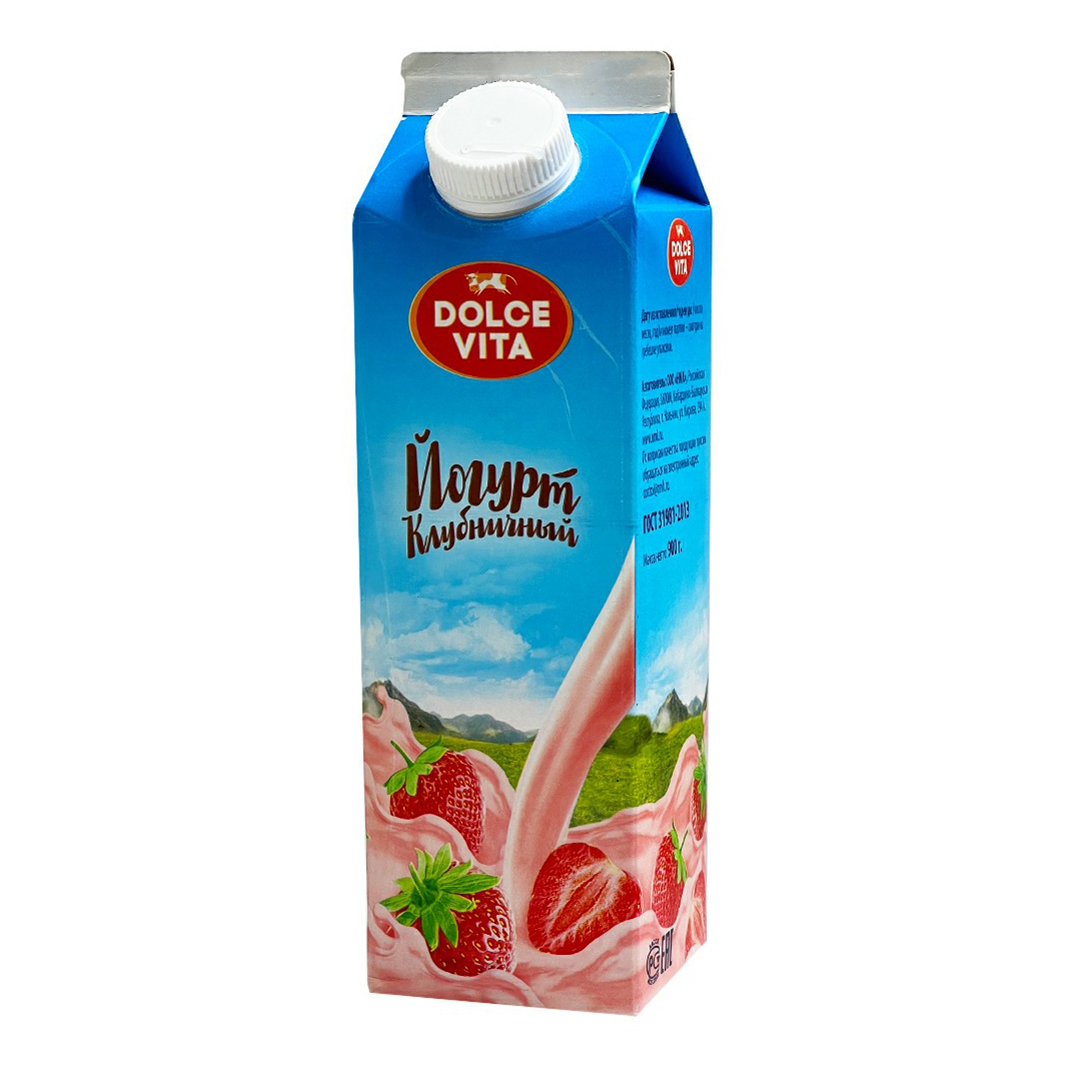 

Йогурт питьевой Dolce Vita клубничный 2,5% 900 г
