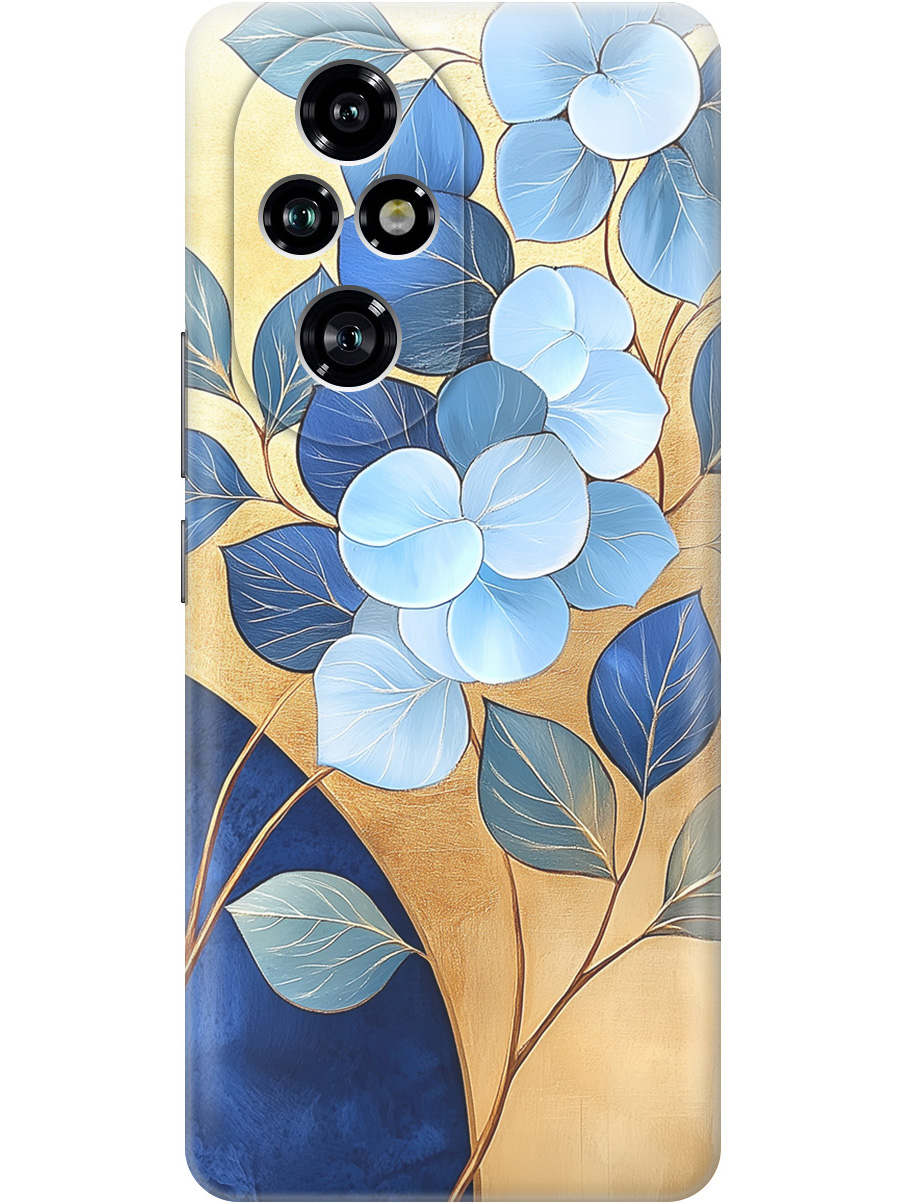 

Силиконовый чехол на Honor 200 pro с принтом "Синие листья на золотом", Прозрачный;золотистый;синий, 783979623