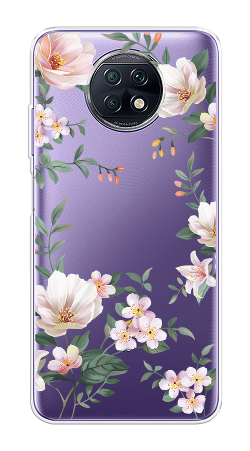 

Чехол на Xiaomi Redmi Note 9T "Beautiful white flowers", Бежевый;зеленый, 39650-1