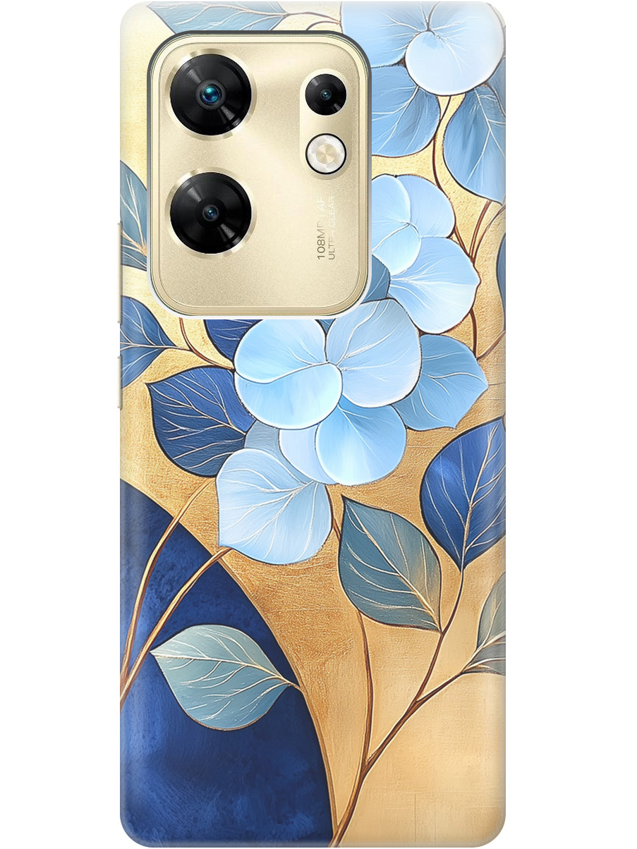 

Силиконовый чехол на Infinix Zero 30 4G с принтом "Синие листья на золотом", Прозрачный;золотистый;синий, 778687923