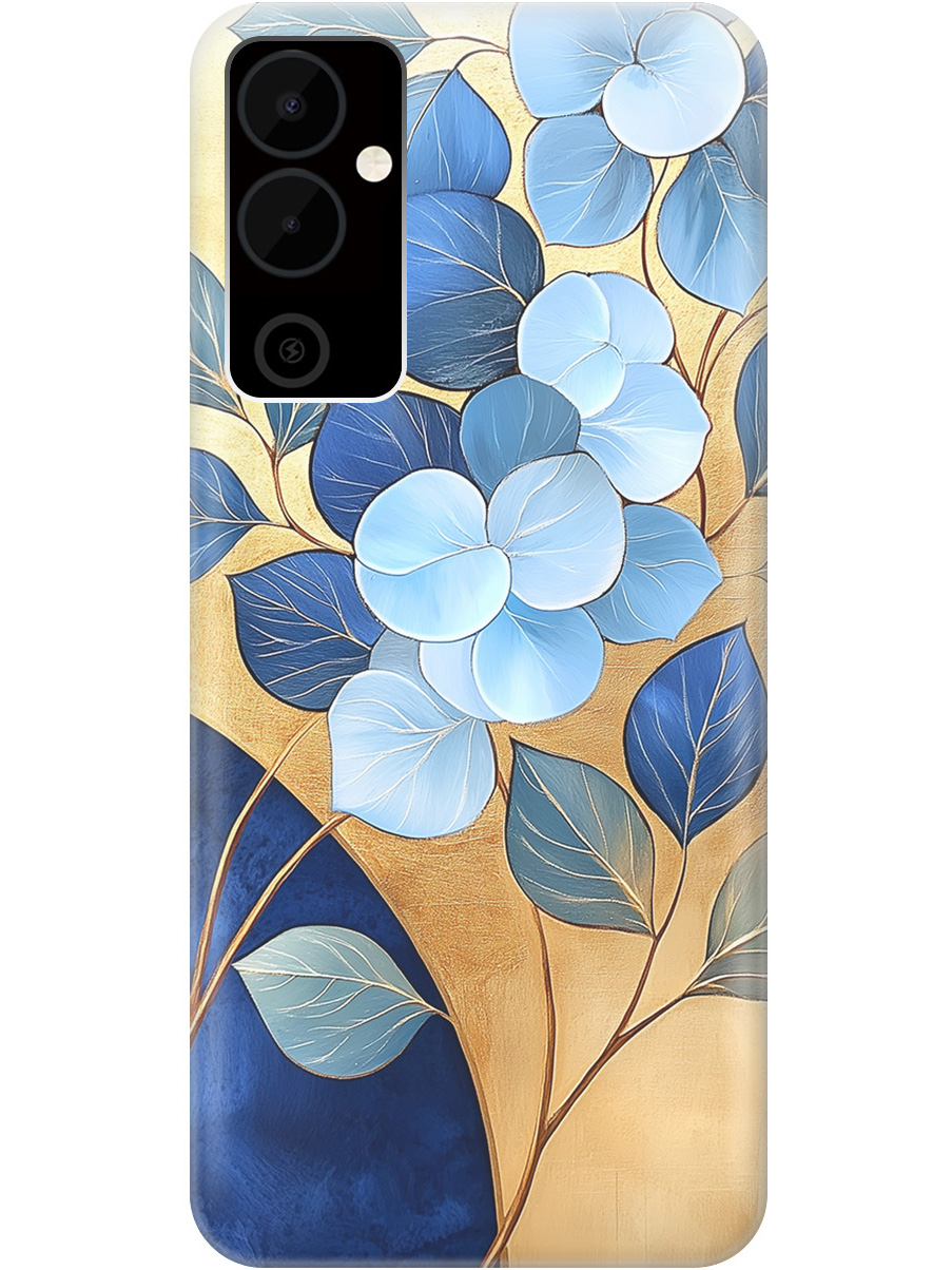 

Силиконовый чехол на Tecno Pova Neo 2 с принтом "Синие листья на золотом", Прозрачный;золотистый;синий, 778682423