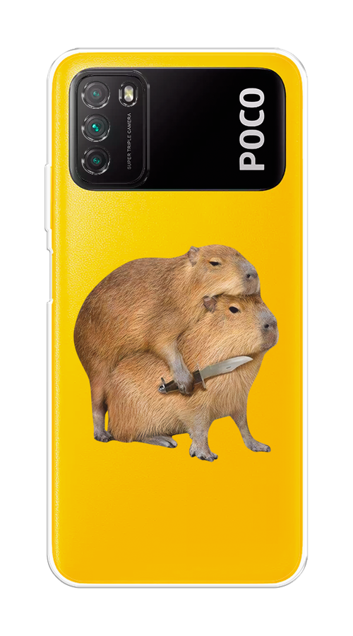 

Чехол на Xiaomi Poco M3 "Капибара с ножом", Бежевый, 39550-1