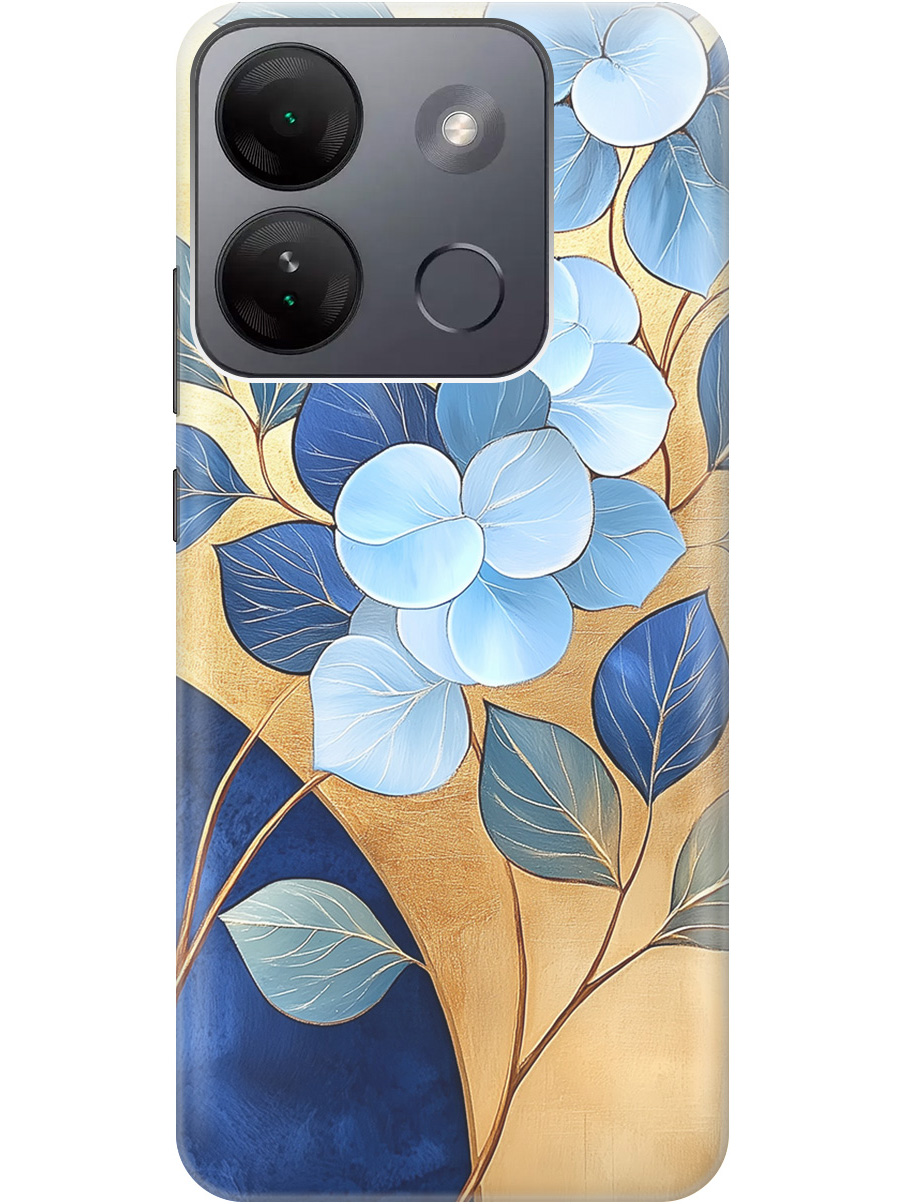 

Силиконовый чехол на Infinix Smart 7 HD с принтом "Синие листья на золотом", Прозрачный;золотистый;синий, 769392023