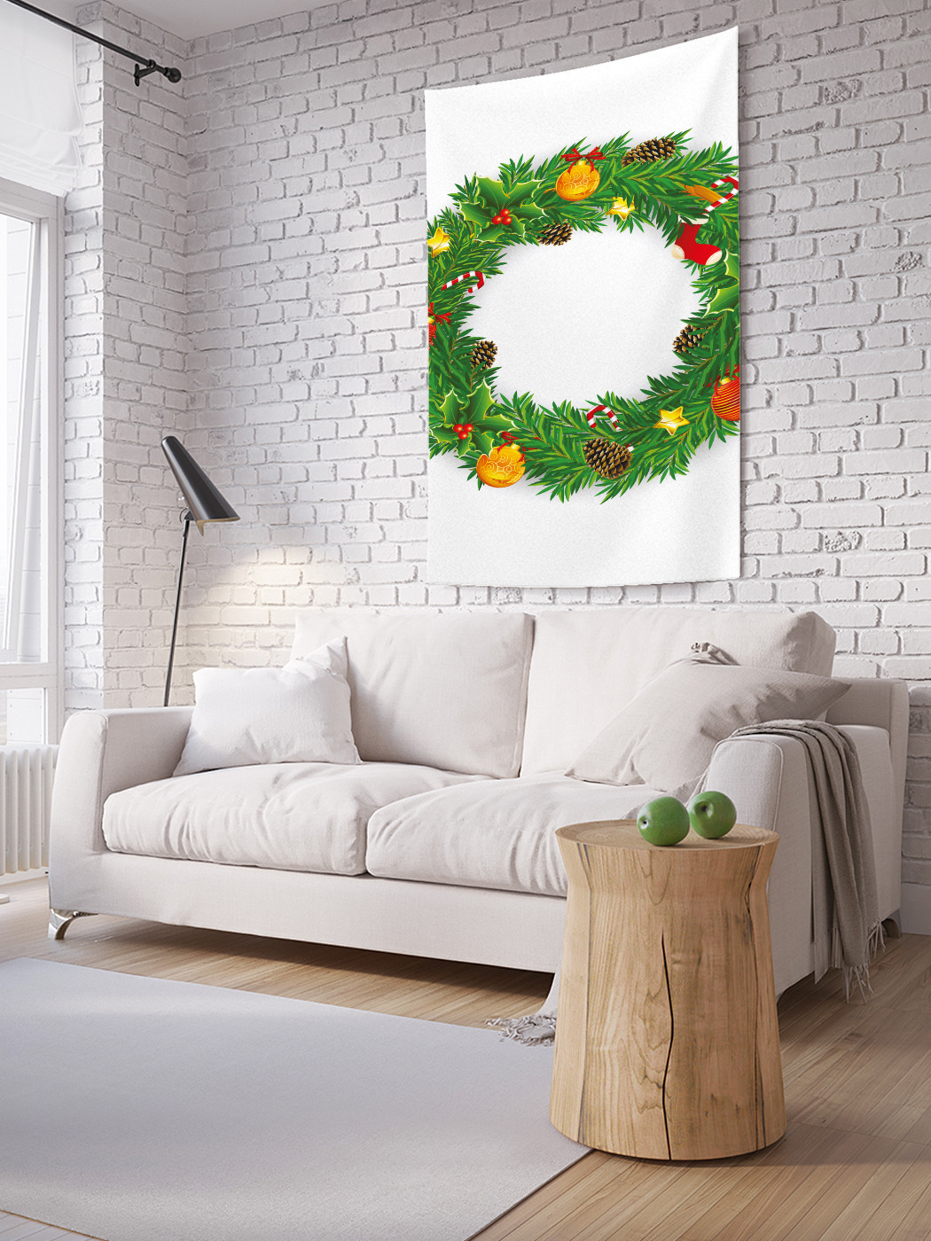 фото Вертикальное фотопанно на стену joyarty новогодний венок 100x150 см