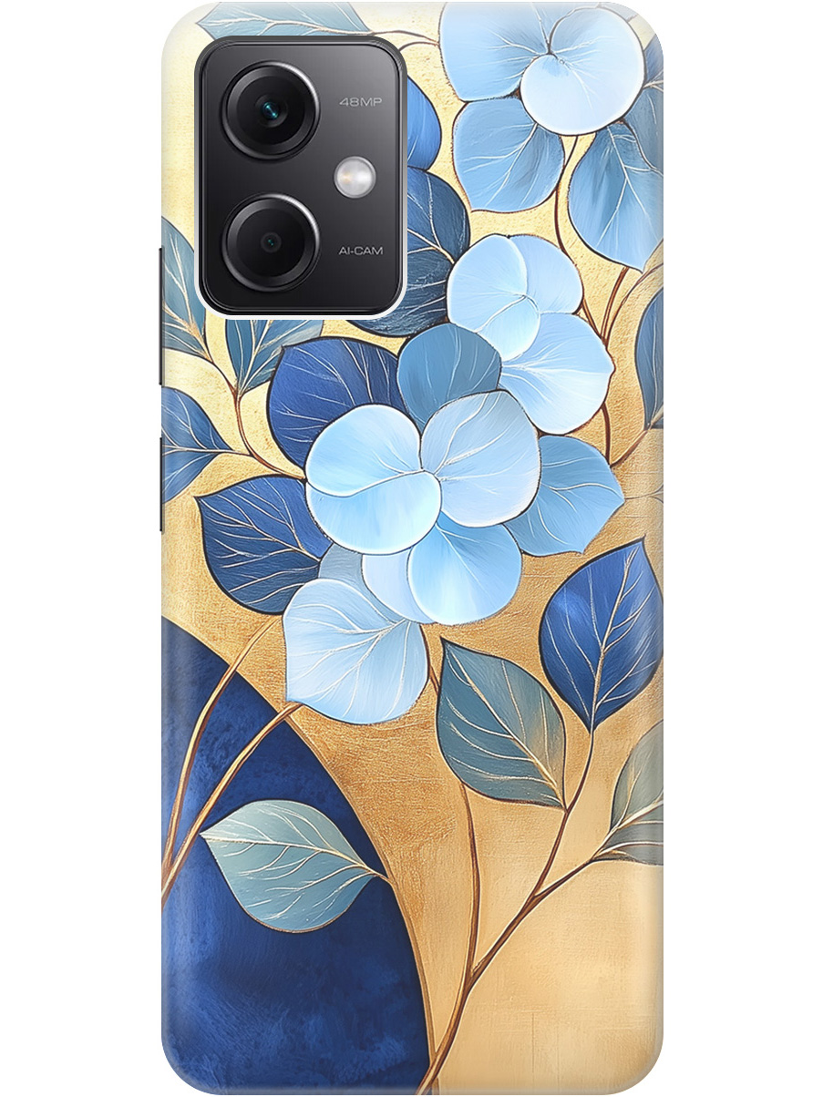

Силиконовый чехол на Xiaomi Redmi Note 12 с принтом "Синие листья на золотом", Прозрачный;золотистый;синий, 762098323
