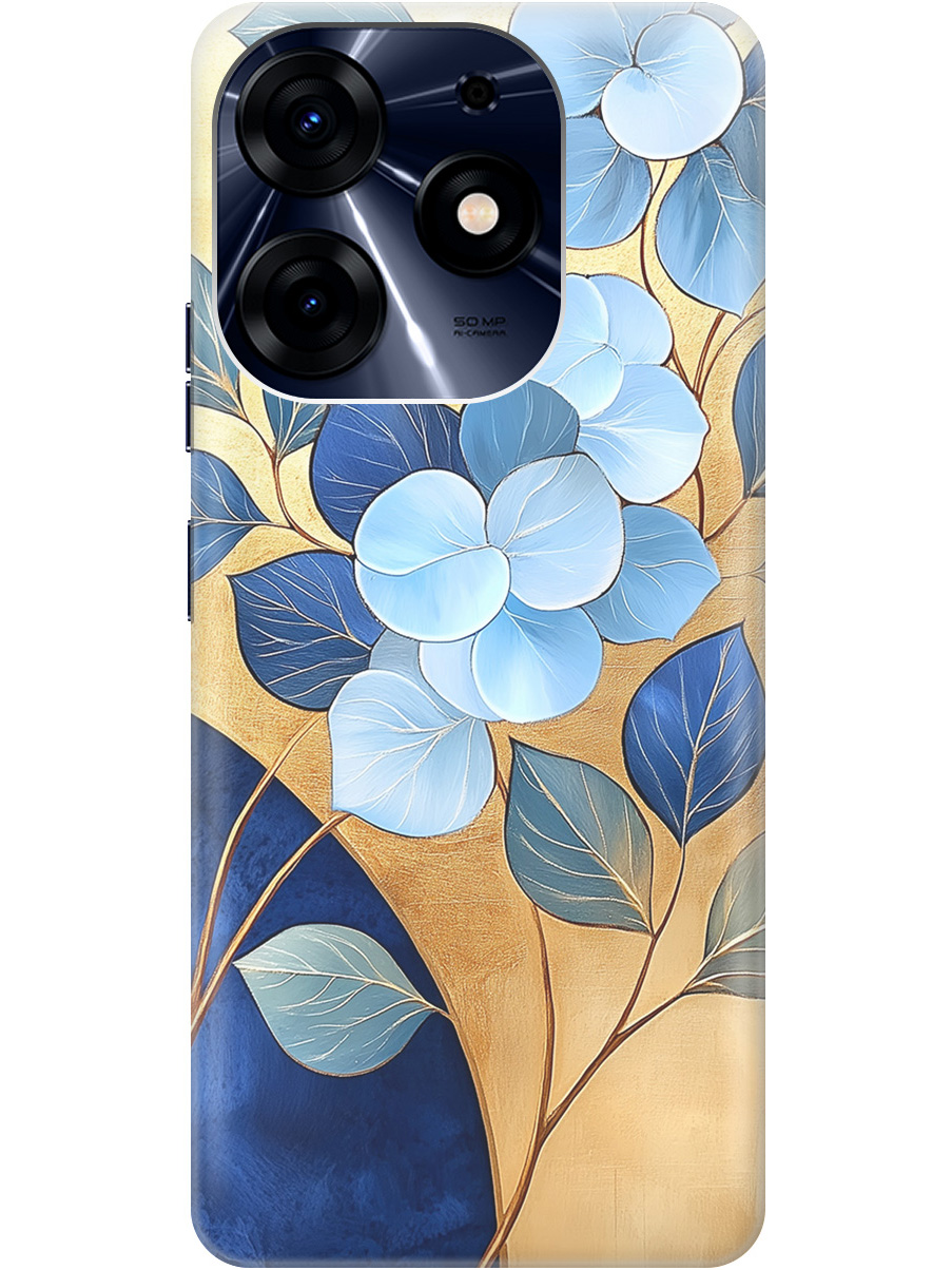 

Силиконовый чехол на Tecno Spark 10 Pro с принтом "Синие листья на золотом", Прозрачный;золотистый;синий, 768742623