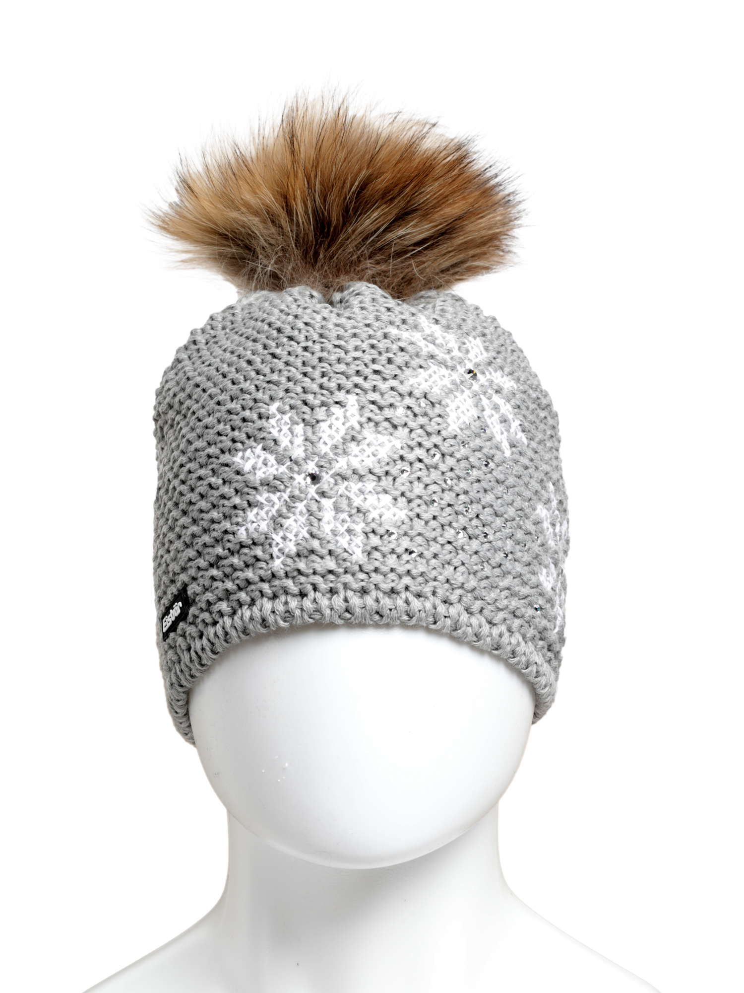 

Шапка бини женская Eisbar Bjorna Fur Crystal Mu серая, Серый, Bjorna Fur Crystal Mu