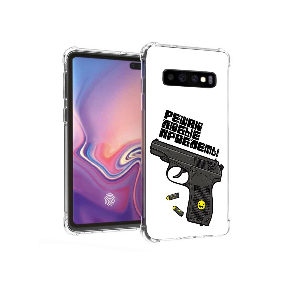 

Чехол MyPads Tocco для Samsung Galaxy S10+ пистолет против проблем (PT125670.500.542), Прозрачный, Tocco