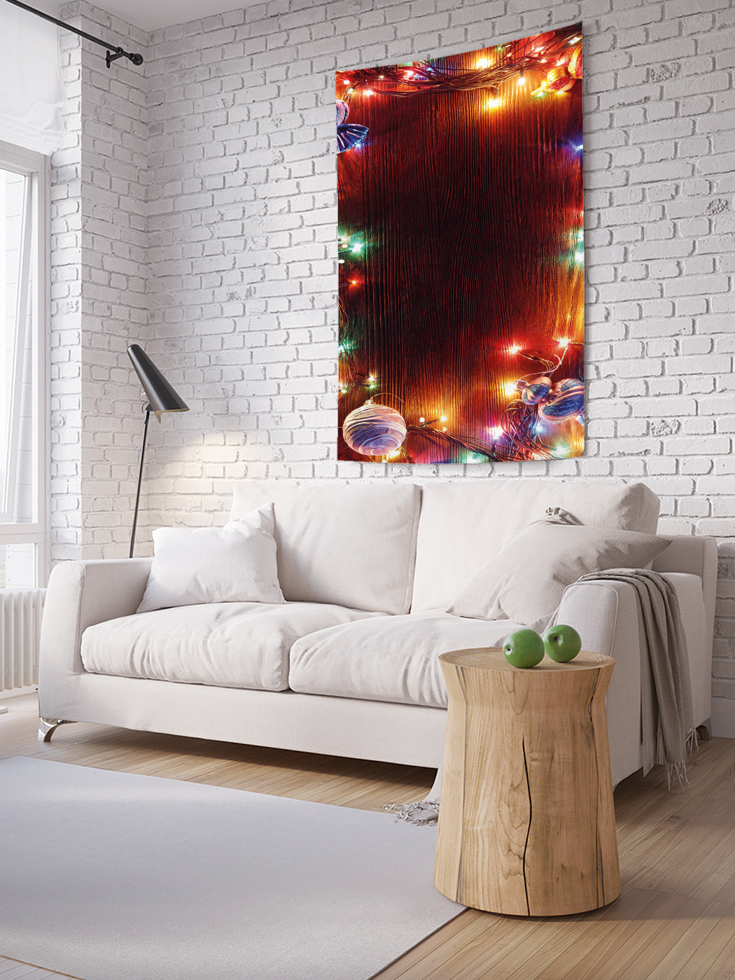 фото Вертикальное фотопанно на стену joyarty рождественские гирлянды 100x150 см