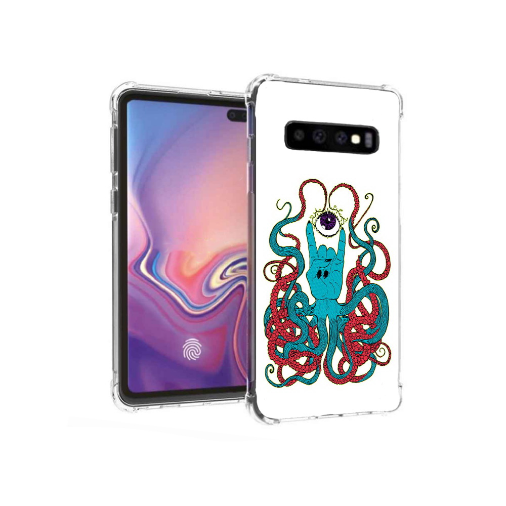 

Чехол MyPads Tocco для Samsung Galaxy S10+ осьминог-рука абстракция (PT125670.500.530), Прозрачный, Tocco