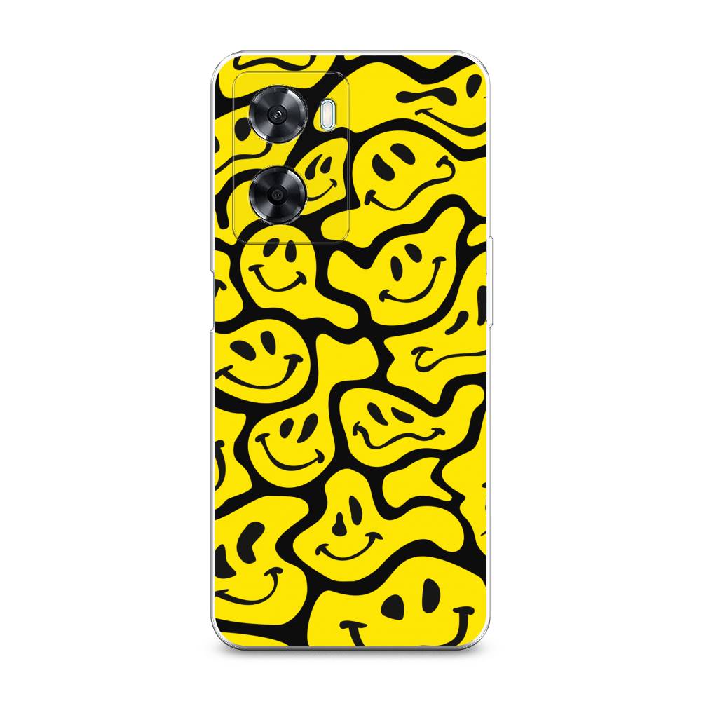 

Чехол на Oppo A57 4G "Расплывчатые смайлики желтые", Черный;желтый, 2511550-6