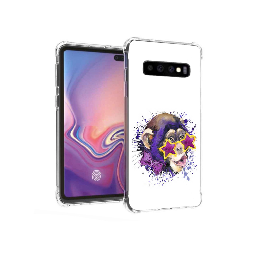 

Чехол MyPads Tocco для Samsung Galaxy S10+ обезьяна в очках (PT125670.500.524), Прозрачный, Tocco