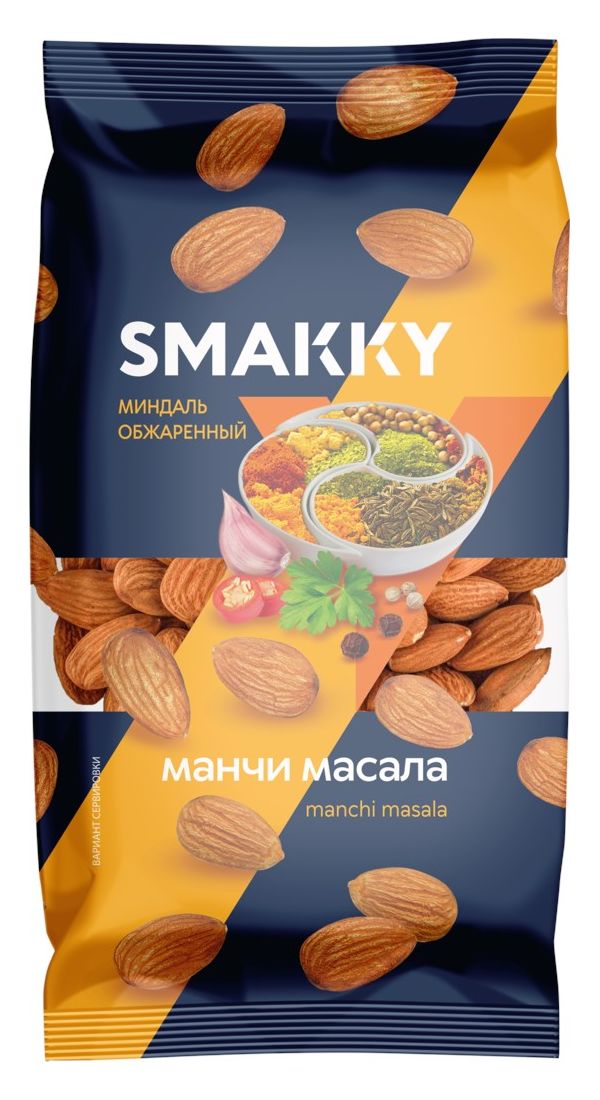 Миндаль Smakky жареный манчи масала 150 г 200₽