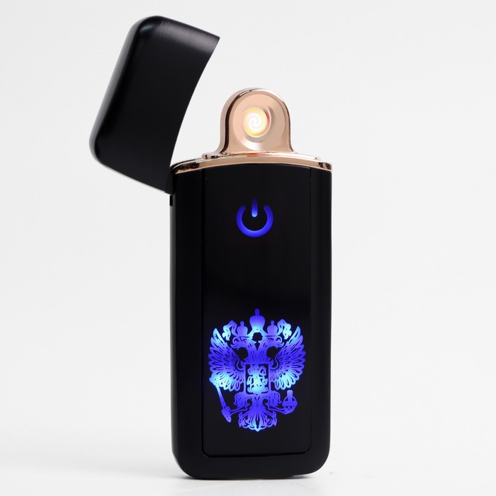 

Зажигалка электронная "Герб", спираль, USB, 3 х 7.3 см, черная, Черный