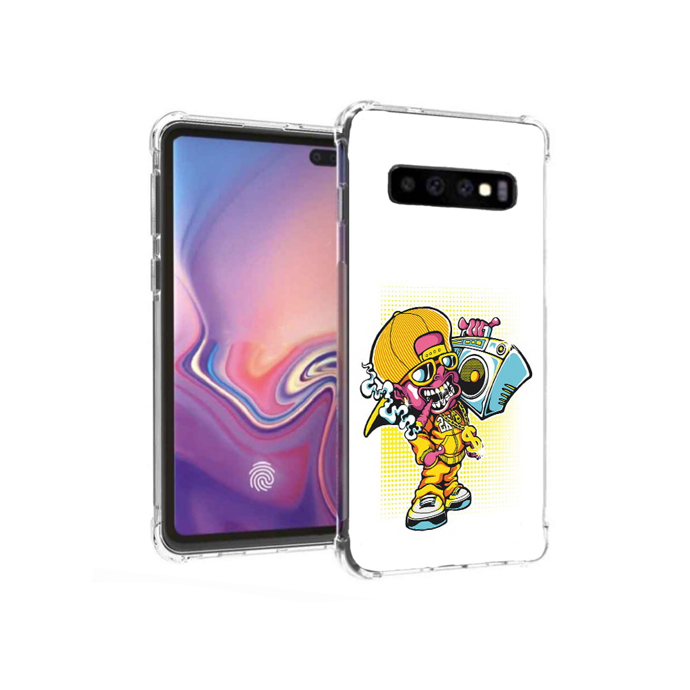 

Чехол MyPads Tocco для Samsung Galaxy S10+ нарисованный парень с колонкой, Прозрачный, Tocco