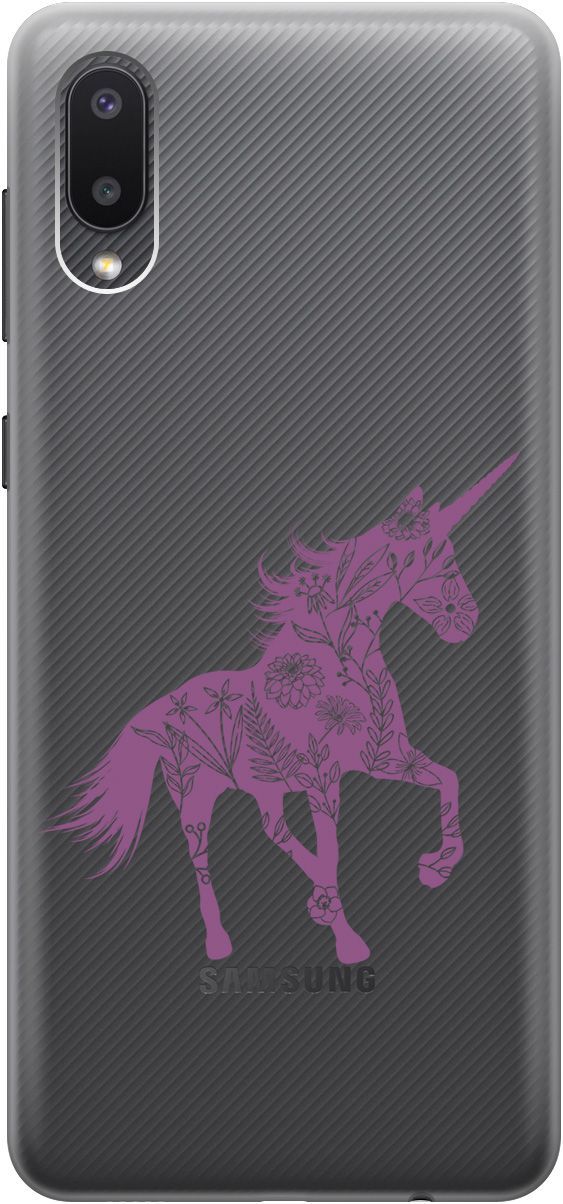 

Чехол на Samsung Galaxy A02 "Floral Unicorn" прозрачный, Прозрачный;фиолетовый, 5342