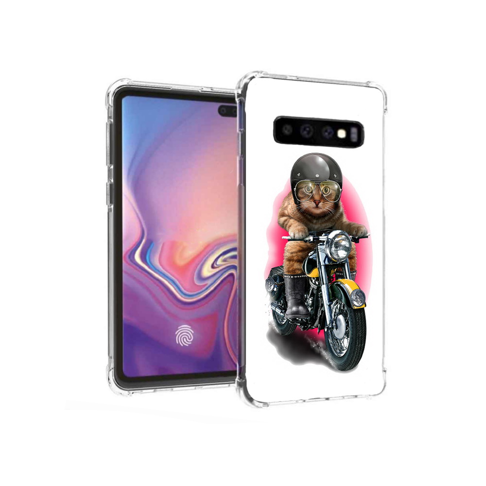 

Чехол MyPads Tocco для Samsung Galaxy S10+ мото-кот (PT125670.500.485), Прозрачный, Tocco