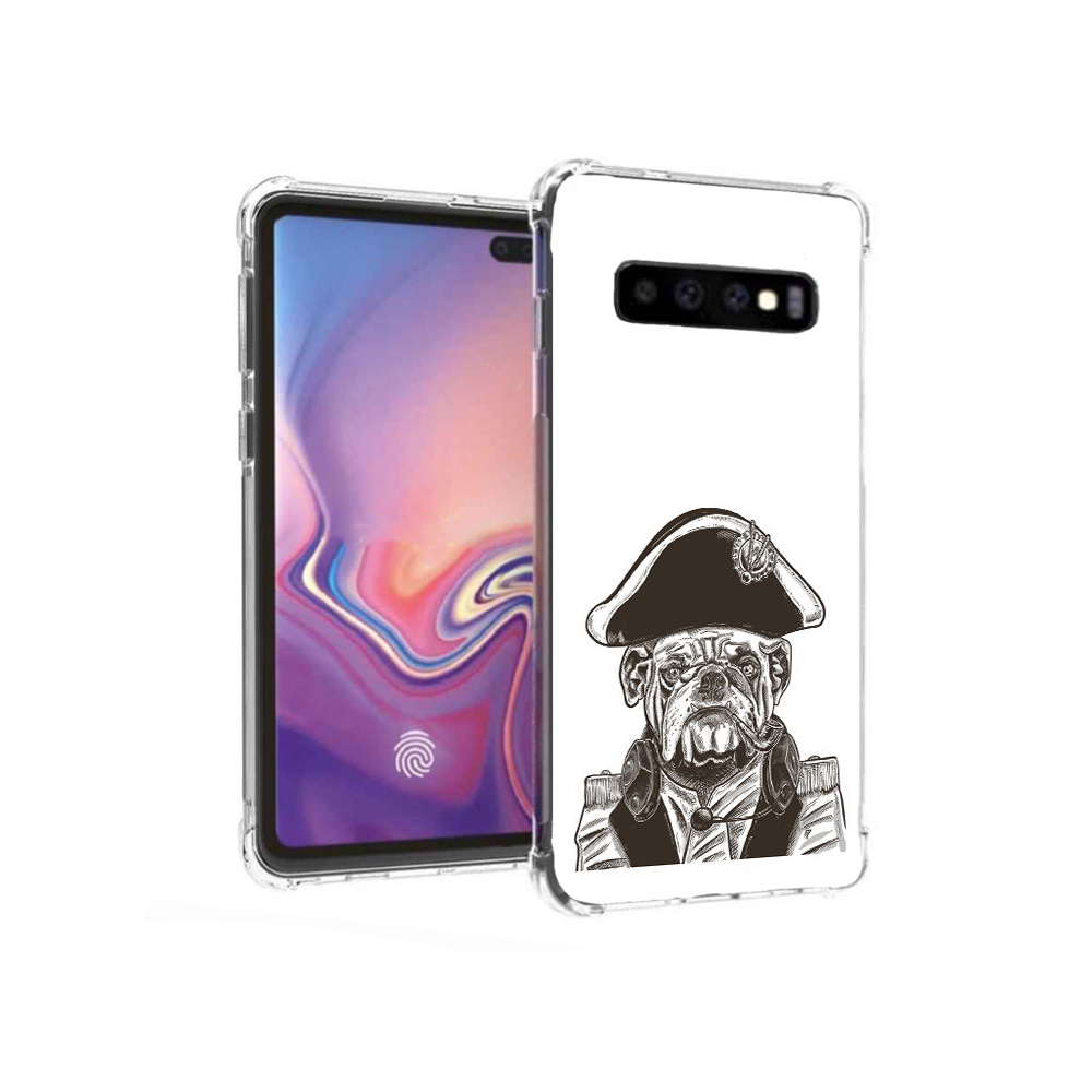 

Чехол MyPads Tocco для Samsung Galaxy S10+ мопс генерал (PT125670.500.483), Прозрачный, Tocco