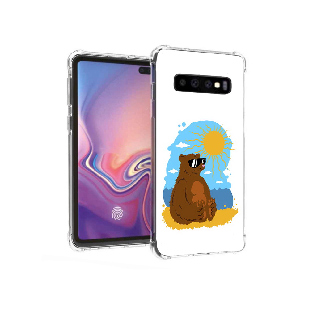 

Чехол MyPads Tocco для Samsung Galaxy S10+ медведь на чиле (PT125670.500.468), Прозрачный, Tocco