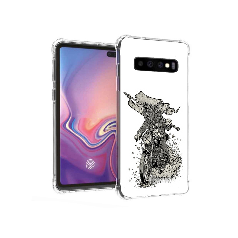 Чехол MyPads Tocco для Samsung Galaxy S10+ медведь на мотоцикле (PT125670.500.467)