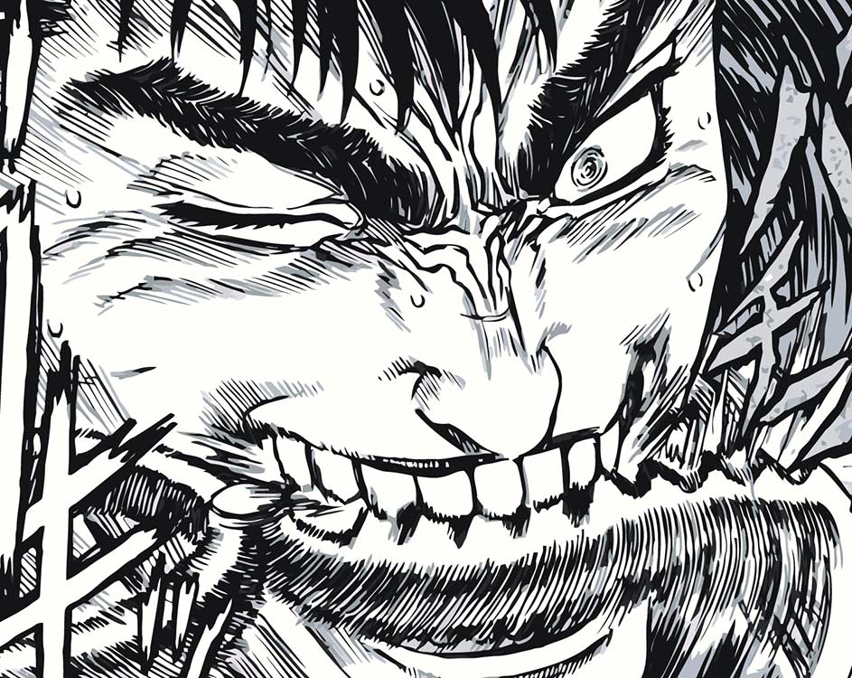 

Картина по номерам Цветное Берсерк Berserk манга аниме: Гатс чб