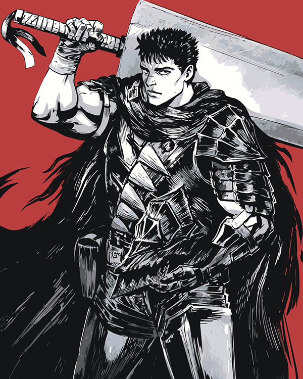

Картина по номерам Цветное Берсерк Berserk манга аниме: Гатс 40x50