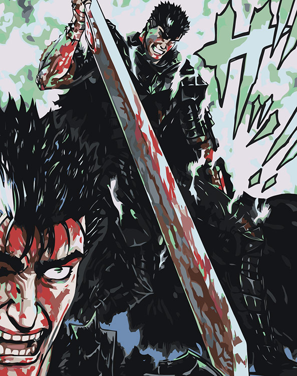 

Картина по номерам Цветное Берсерк Berserk манга аниме: Гатс 40x50