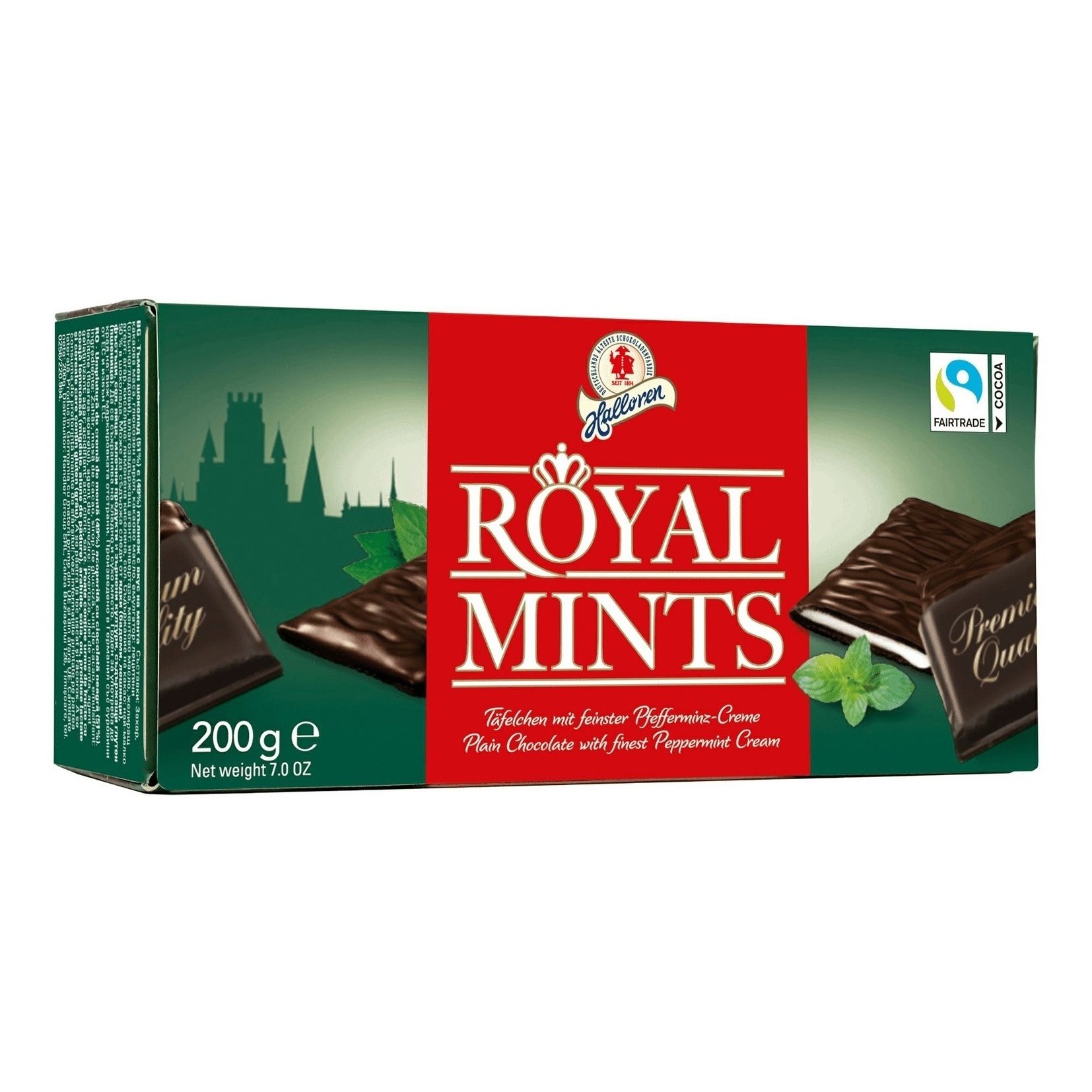 Шоколад Halloren Royal Mints темный с мятной начинкой 200 г